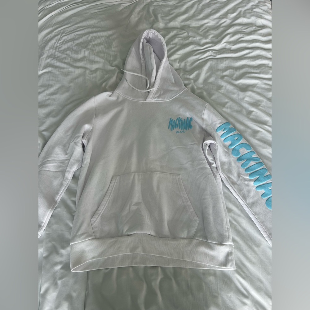cute white Mackinac hoodie